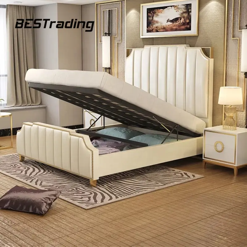 Conjunto de dormitorio de tamaño King, mueble de dormitorio, Mueble de hogar malayo, cama suave de madera sólida 100%, moderno y personalizado