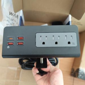 带usb-c端口的床头柜边缘安装电源板桌面电涌保护器台式夹具电源插座，带3个交流插座4个USB - Product Image 6