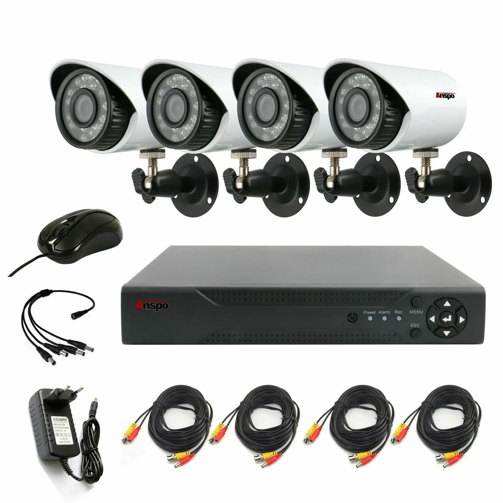 Full HD AHD KIT กล้องวงจรปิดระบบกล้องรักษาความปลอดภัยราคาถูกกล้องกระสุน 4CH พร้อมชุด DVR กันน้ํา