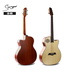 40 inç gitar ladin ahşap kontrplak mat Cornerless halk gitar yağmur damlası desen delik oyma