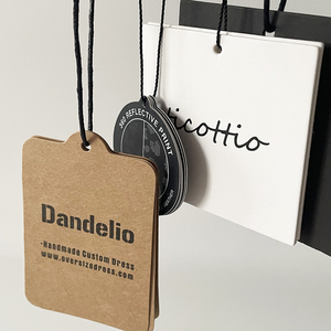 <strong>Custom</strong> White Matte Paper Clothing Hang <strong>Tag</strong> Factory <strong>String</strong> Style Garment Accessories with Printed Embossed Logo for Shoes Use - Product Image 2
