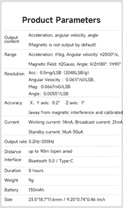 WitMotion-WT9011DCL <strong>Bluetooth</strong> 5.0 50m Inclinometer Electronic Compass, Accelerometer, Gyroscope, Angle IMU Sensor for <strong>Arduino</strong>