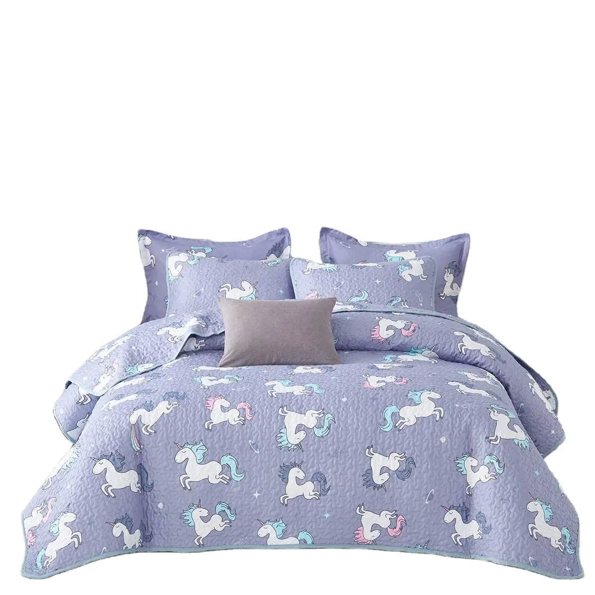 Cubrecamas ligero de microfibra suave para niñas y niños, conjunto de colcha de estilo unicornio, Azul, Gris y rosa, para todas las estaciones, Verano