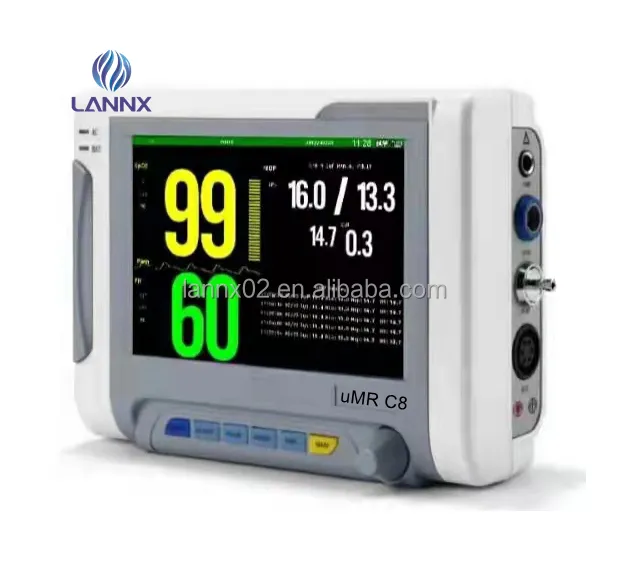 LANNX uMR C8 مستلزمات المستشفيات جهاز مراقبة العلامات الحيوية المحمول مع نظام مراقبة رعاية المريض جهاز مراقبة متعدد البارامترات للمريض