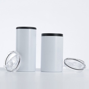 Süblimasyon çift fonksiyonlu 2 kapak için 12oz paslanmaz çelik bardak vakum yalıtımlı bira tutucu ile 12oz Presents için soğutucu olabilir - Product Image 6