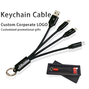 2025新产品创意定制徽标尼龙编织3合1钥匙扣Micro USB C型充电器电缆，用于手机数据充电 - Product Image 3