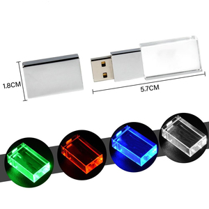 时尚定制标志发光二极管灯吊灯Usb 2.0 3.0记忆棒金属透明玻璃水晶u盘带礼品盒 - Product Image 2