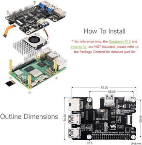 Cappello Aismartlink WAVESHARE PCIe to Gigabit Ethernet e USB 3.2 Gen1, compatibile con Raspberry Pi 5 Plug and Play - Product Image 6