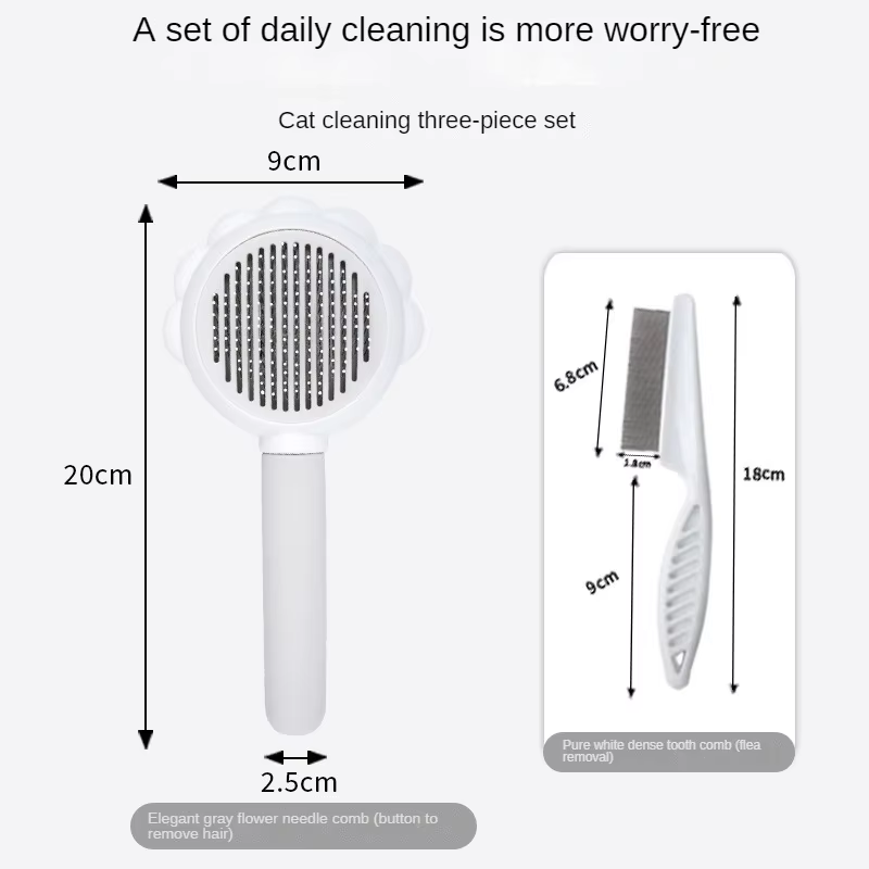 Gray White SUNFLOWER Floating Hair Comb Large Jumping Comb