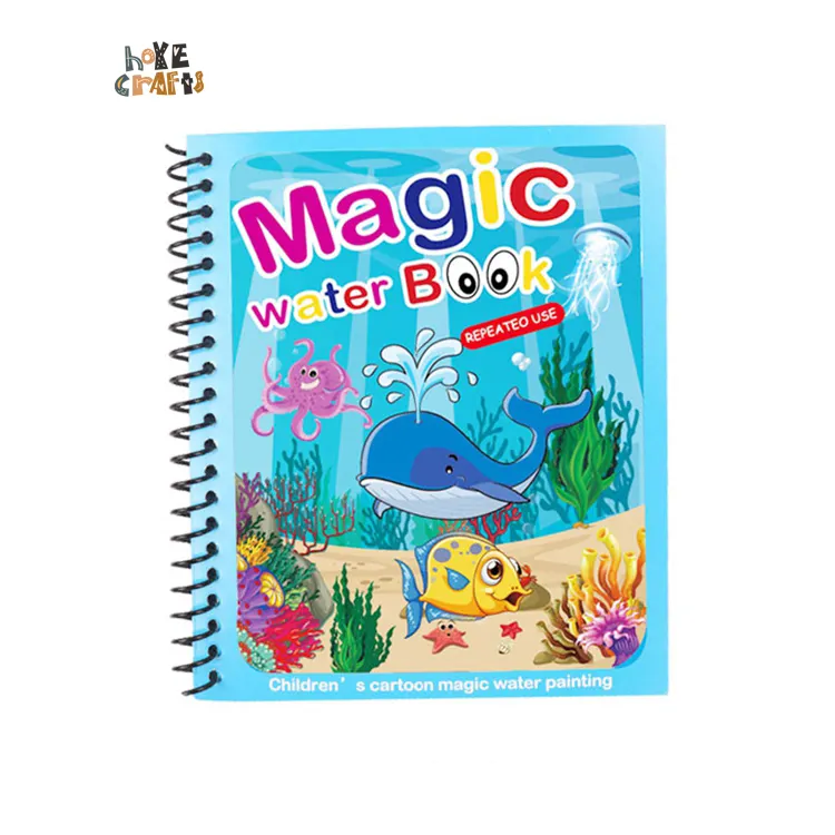 Venda quente crianças desenho brinquedo magia água colorir livro com caneta animais reutilizáveis história livro