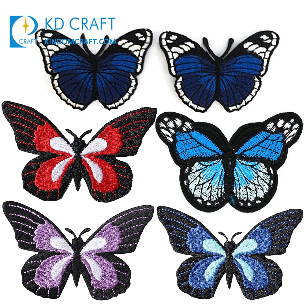 Parche bordado de hierro con diseño de mariposa, bonito parche bordado de colores, personalizado, ropa barata