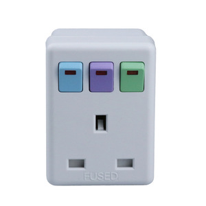 3合1扩展插头适配器13A 250V UK Type-G BS 3引脚便携式多1至3旅行适配器电源插座开/关开关 - Product Image 5