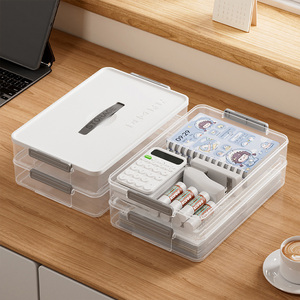 便携式可堆叠透明塑料多层办公学校A4文件证书文件带盖储物盒 - Product Image 3