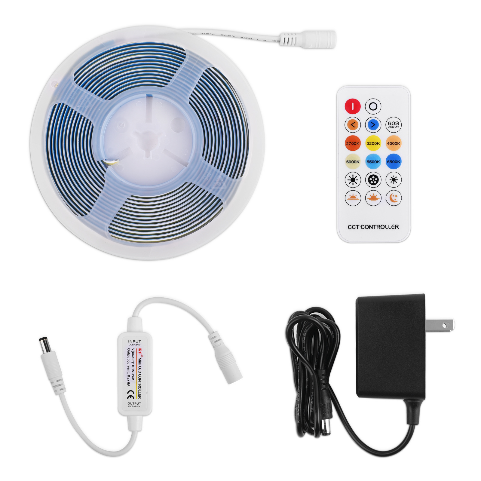 5M strip with DC Plug, controller, remote and adapter