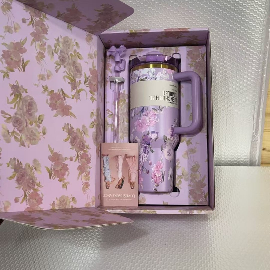 Coffret cadeau fleur violette
