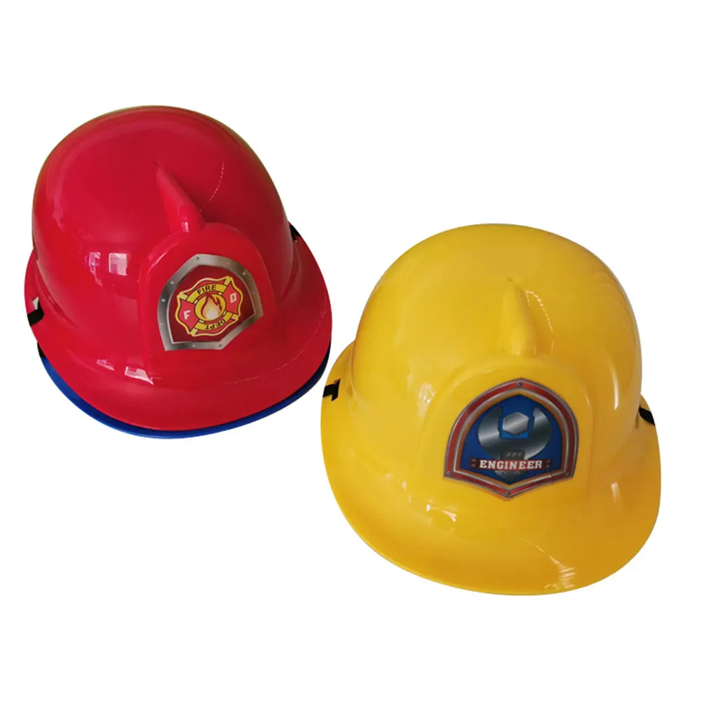A buon mercato bambini ingegnere poliziotto vigile del fuoco gioco di ruolo vestire pompiere rosso giallo blu casco bambini festa di compleanno forniture