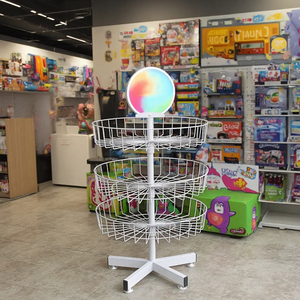 Controsoffitto negozio al dettaglio in filo metallico rotondo espositore rotante per bambini peluche accessori per bambole portaoggetti