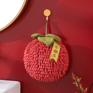 Fabrikadan kişiselleştirilmiş Logo kırmızı neşeli trabzon hurması kar Neil hentbol emici mutfak asılı havlu düz renk desen silin - Product Image 3