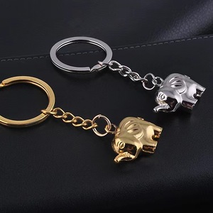 タイ象の形キーホルダー動物キーホルダー強いキーホルダーカップルギフトゴールド象の金属キーホルダー - Product Image 4