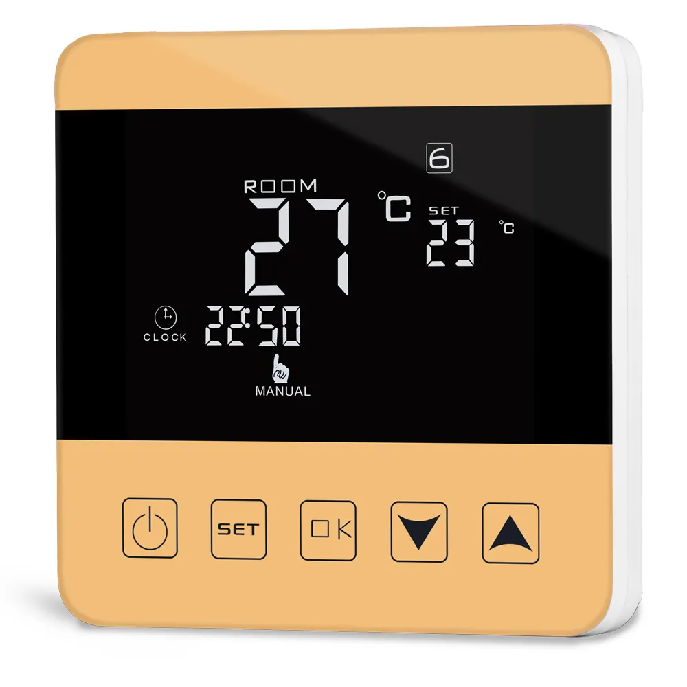 Tuya akıllı yaşam klima termostatı haftalık programlanabilir 5 + 2/6 + 1 + 7 gün termostatlar altın rengi