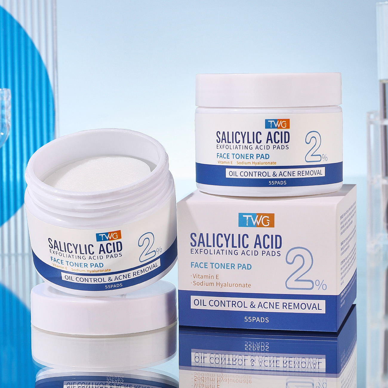 0014 TWG Salviette Toniche Viso Anti-Acne con Acido Salicilico 2ml*55 pz