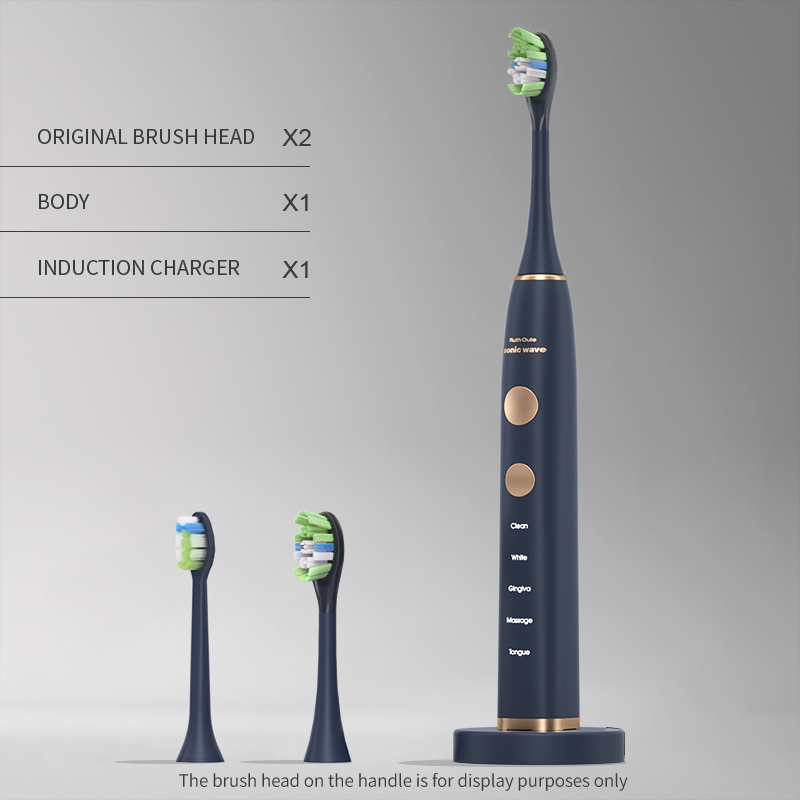 Corps bleu + deux têtes de brosse + chargeur sans fil