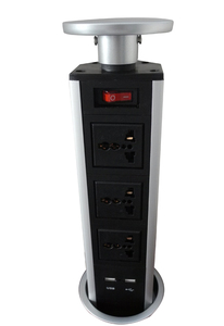 Torre de alimentación retráctil emergente: + carga USB 3 salidas, enchufe de escritorio oculto para oficina en isla de cocina - Product Image 4