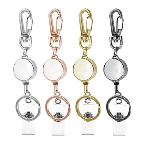 1pc 21mm Metal Rose Gold Silver Gold Telescopic <strong>Key</strong> Chain Easy to Pull Buckle Badge Reel Porta Credencial Id Badge Holder
