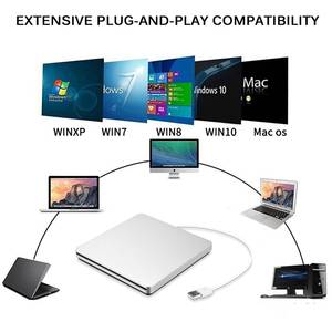 Unidad de DVD externa Ranura portátil en inhalación USB 3,0 CD/DVD +/-RW Drive/Reproductor de DVD para computadora portátil Lector de grabadora de CD ROM - Product Image 5