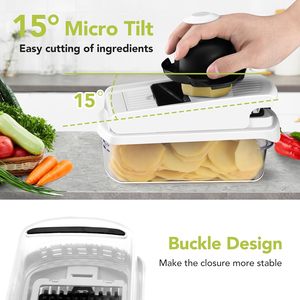 12-in-1 çok fonksiyonlu beyaz mutfak temel Pro soğan sebze kesicisi 7 bıçakları salata patates havuç kesici - Product Image 4