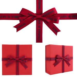 <strong>Custom</strong> Red Personalized Gift Wrapping Stretch <strong>Loop</strong> Pre Tied Ribbon <strong>Bow</strong> With <strong>Elastic</strong> Band for Box - Product Image 1