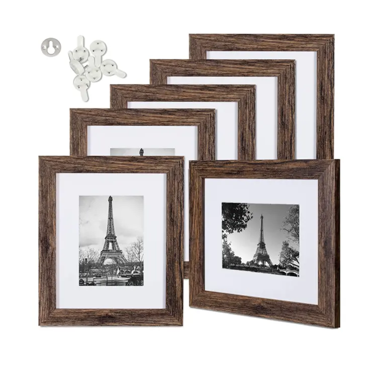 Set di 6 A Parete o Da Tavolo Display Multi Cornici Collage 8x10 Foto Cornice Distressed Bianco