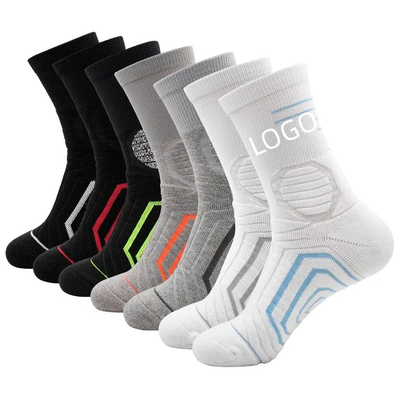 WUYANG FACTORY breathable sports basketball crew men socks custom socks logo sport socks running