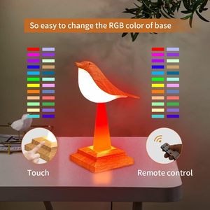 Noel hediyeleri başucu Rechargered kuş başucu gece lambası dokunmatik sensör uzaktan RGB tabanı ile kablosuz LED masa lambası - Product Image 2