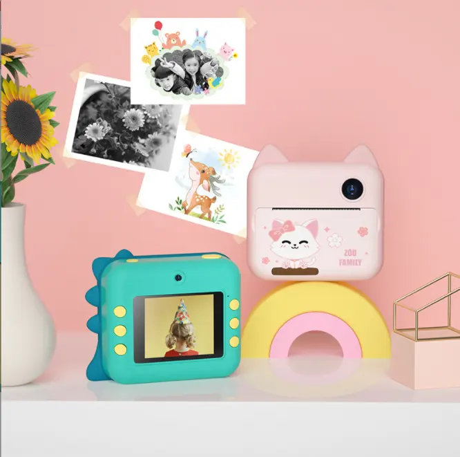 Vendita calda Cute Kids stampante fotografica istantanea fotocamera Cute Animal Cartoon Design Mini macchina fotografica istantanea con stampa termica