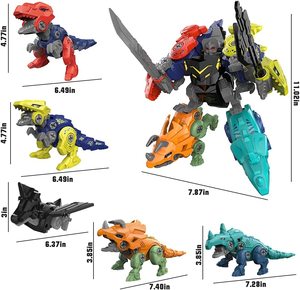 5-in-1 DIY Deformation Model Set Kids Educational Plastic Dinosaur Building <strong>Toys</strong> That <strong>Transform</strong> Into Robots - Product Image 3