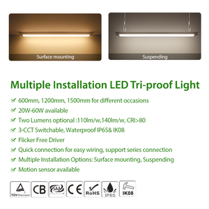 0.6m 1.2m 1.5m IP65กันน้ำพลังงานทางเศรษฐกิจแบบ CCT สามารถสลับได้เพดานระแนงแบบเส้นตรงโคมไฟ LED กันน้ำ3ทาง - Product Image 2