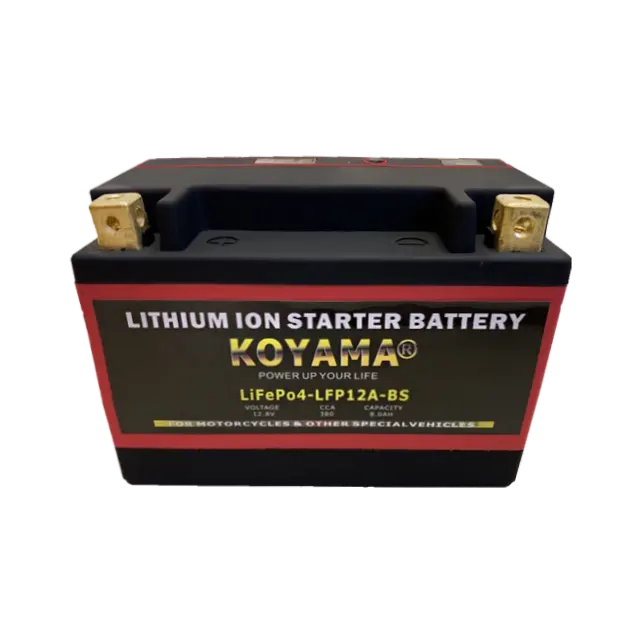 KOYAMA LFP12A-BS lithium iron phosphate battery 12.8v 8ah 2000plus times 12v LiFePo4 motorcycle battery for auto start