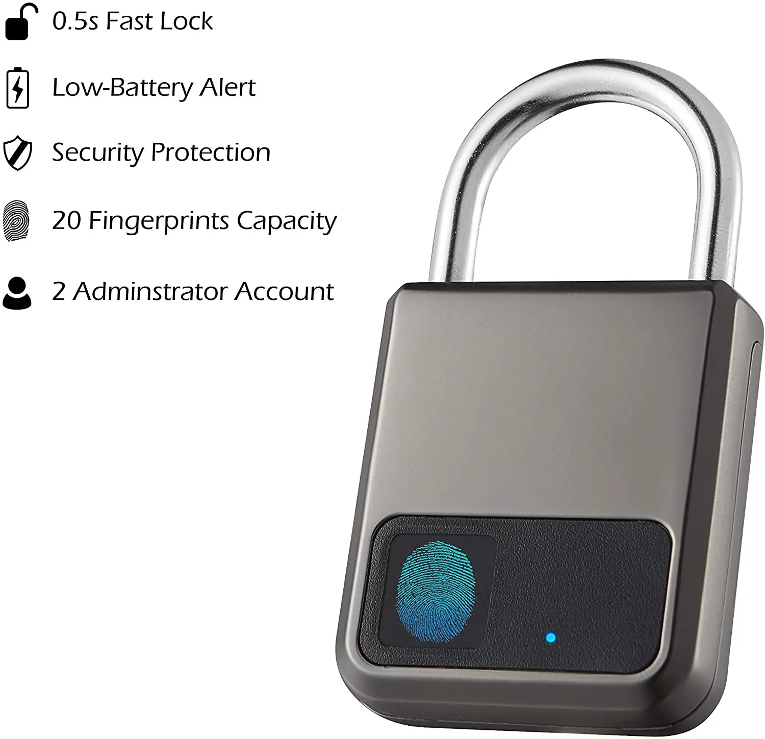 Cute Portable Anti-theft Waterproof Luggage Fingerprint Pad Lock