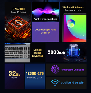 15.6インチの新着コンピューター指紋ロック解除AmdR7 5700U Win11 Octa Core32Gbビジネスオフィスゲーミングデスクトップラップトップ - Product Image 3