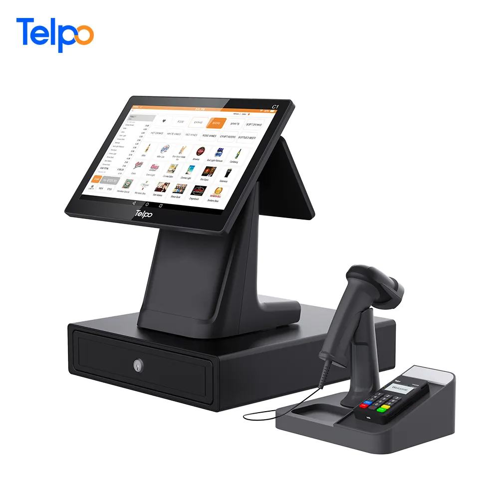 supermarket automatic cash register touch screen pos billing machine with printer for restaurant