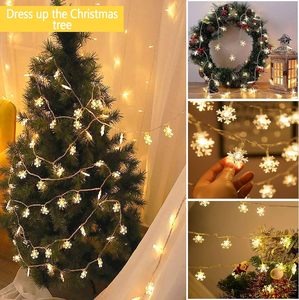Guirnalda de luces LED de copo de nieve, guirnalda de hadas, decoraciones para árbol de Navidad, enchufe de batería USB, luces decorativas - Product Image 2
