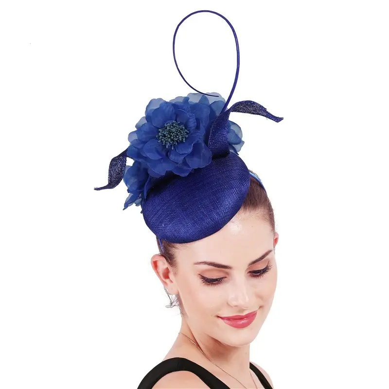 Moda cappello sinamay in canapa a quattro strati accessori per capelli vintage da sposa copricapo in lino britannico cappelli fascinator per donna