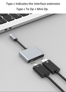 OEM ODM 4K 60hz双显示器C型集线器2合1 USB C型集线器，带铝合金外壳高清Abs材料C型至DP适配器 - Product Image 3
