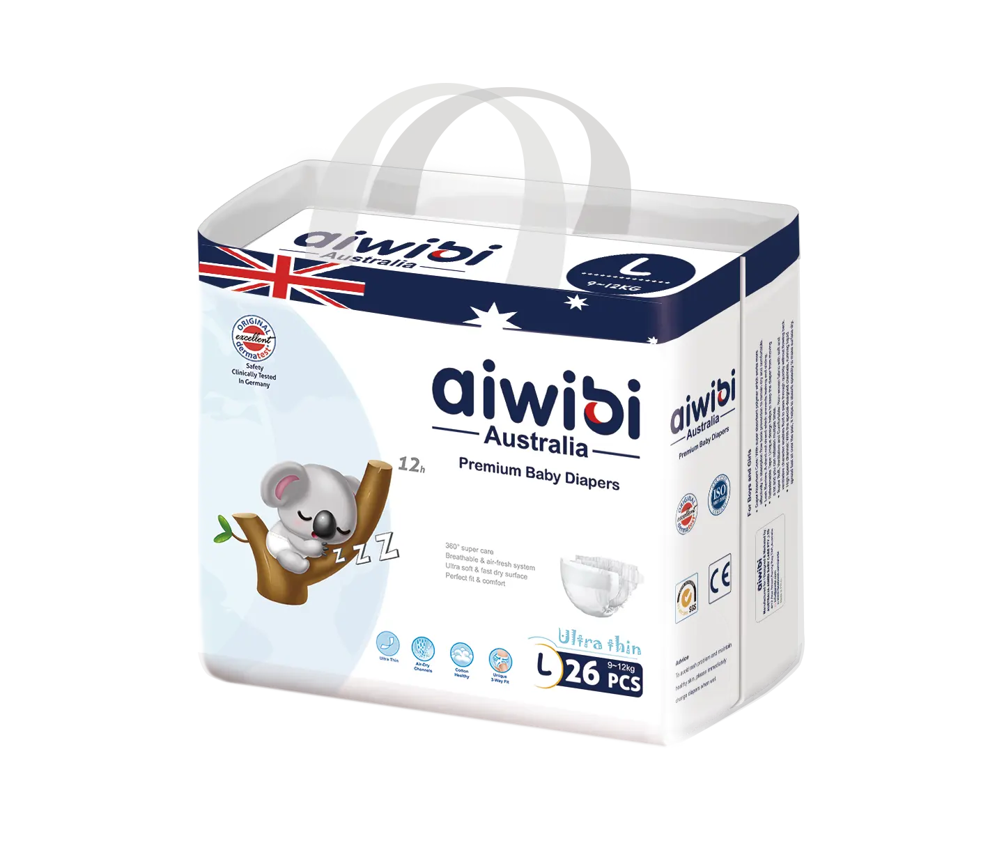 AIWIBI brand High Quality Disposable New Born Baby Cute Seal Low Price Baby Nappies Training Pants Baby Diapers in Bales AWB05