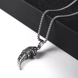 Cổ Phiếu Sẵn Sàng Không Làm xỉn Ý Nghĩa Thép Không Gỉ Wolf Răng Mặt Dây Chuyền Vòng Cổ Cho Nam Giới - Product Image 3