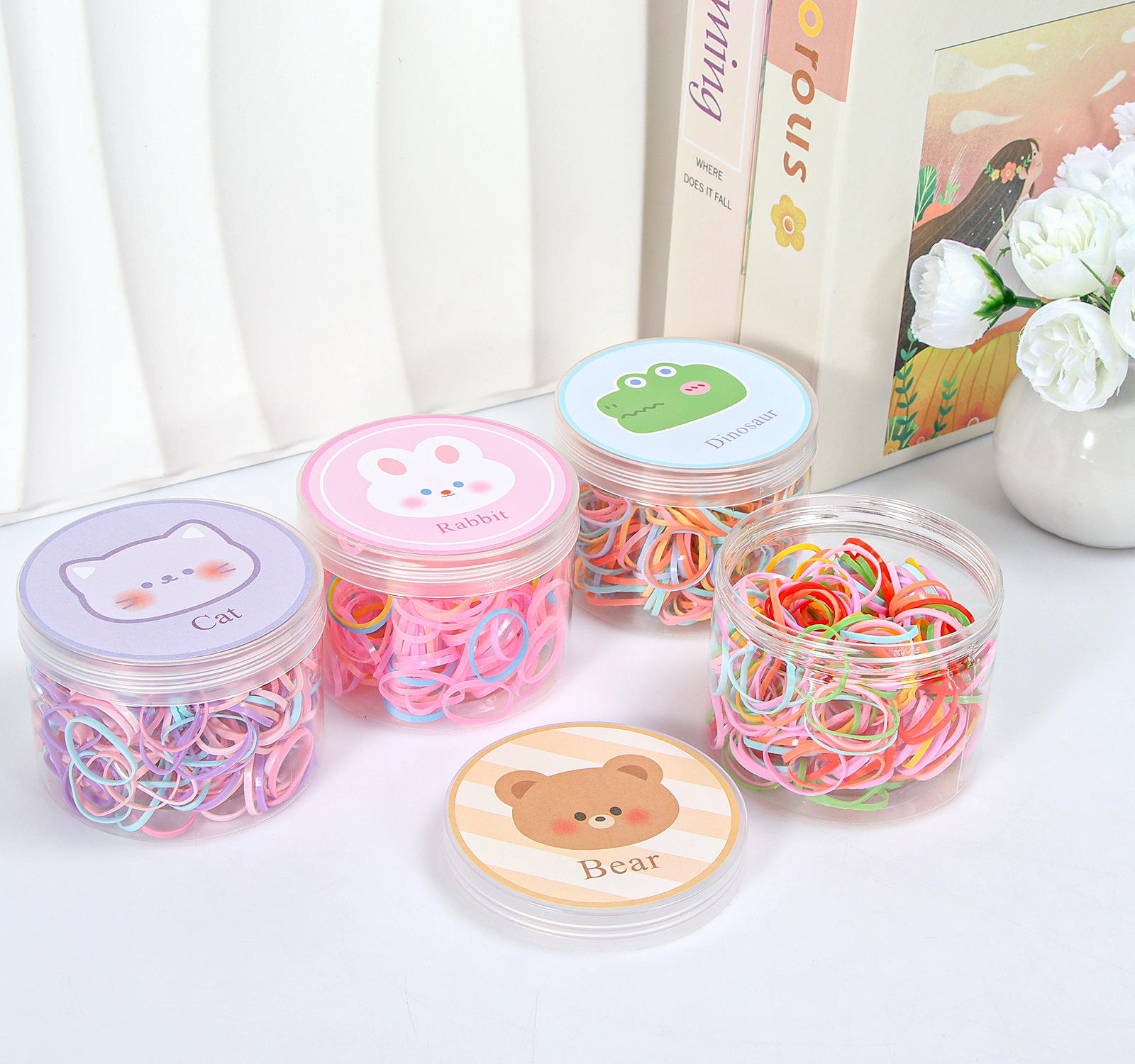 ขายดีถังกลมขนาดใหญ่พร้อมสติกเกอร์สัตว์สีสันสดใสขนาดใหญ่