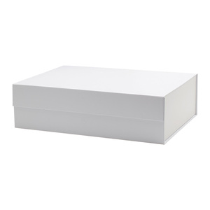 <strong>Plain</strong> White Large <strong>Rectangle</strong> Cardboard Gift Set <strong>Box</strong> Packaging <strong>with</strong> Magnetic <strong>Lid</strong> - Product Image 1