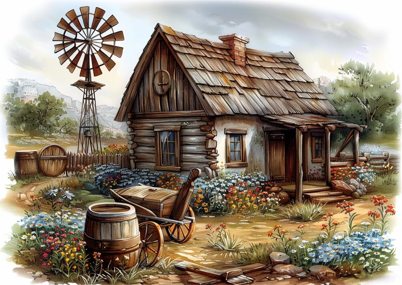 Floral wooden house
