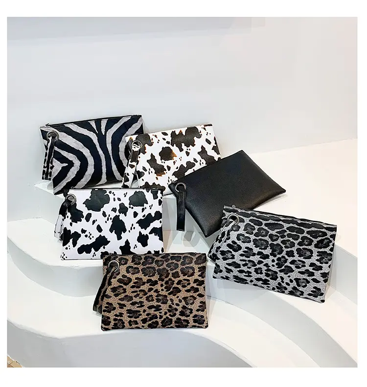 Pochette en cuir PU pour femmes, sac à main à bracelet en cuir de vache Cheetah, impression léopard, pour cosmétiques, 2022